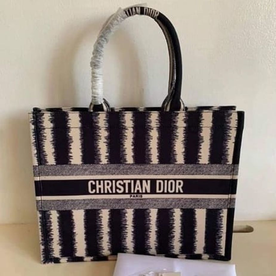Dior Canvas Black Strip Tote