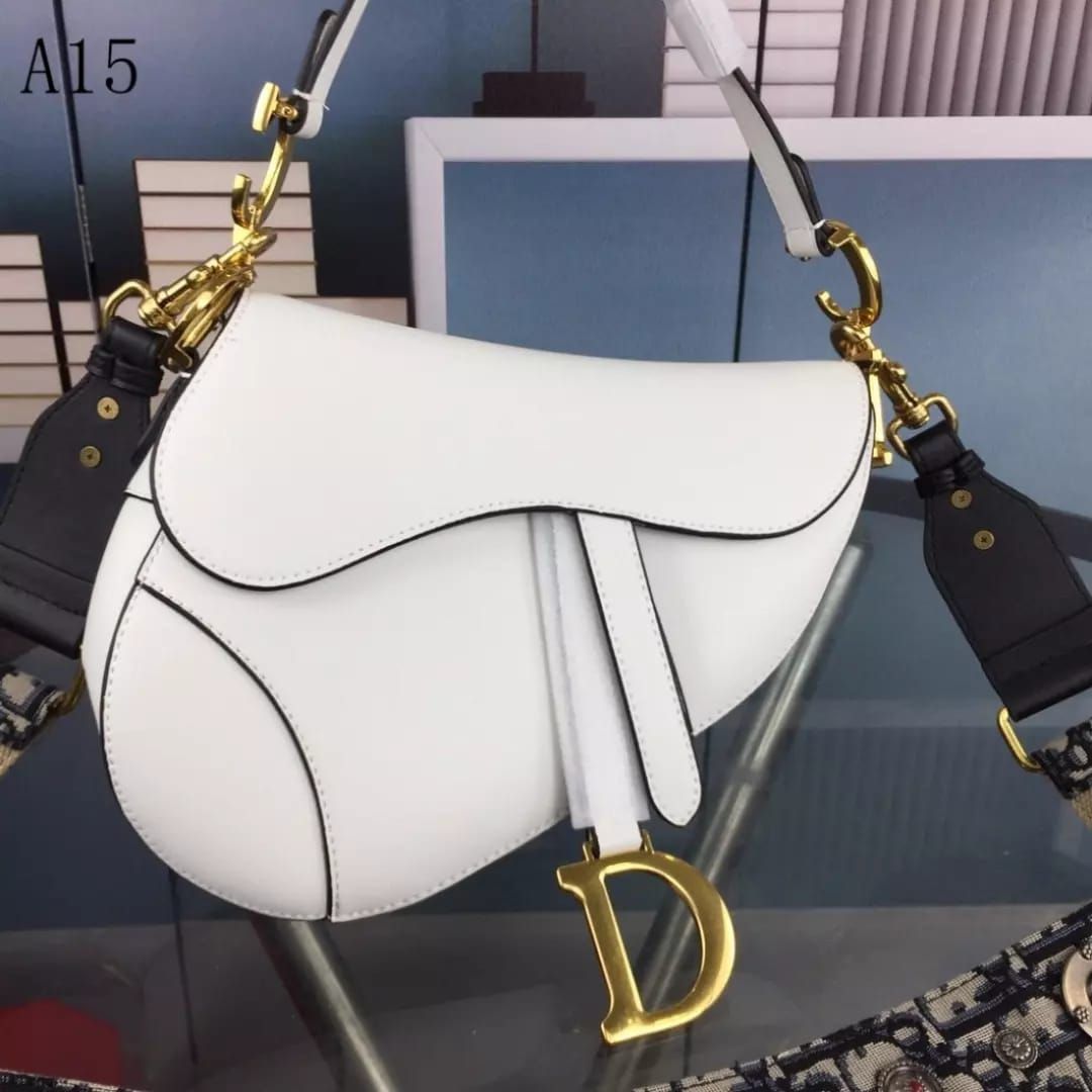 Dior Saddle White Leather Sling Bag (With Box)
