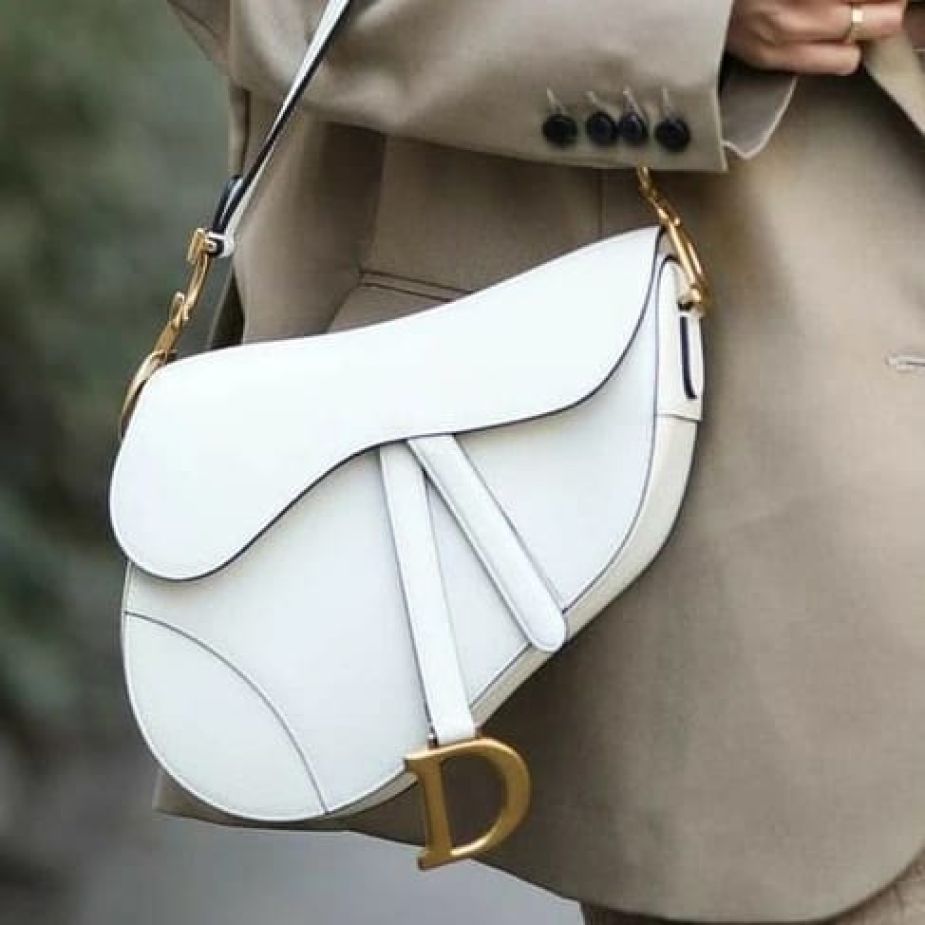 Dior Saddle White Leather Sling Bag (With Box)