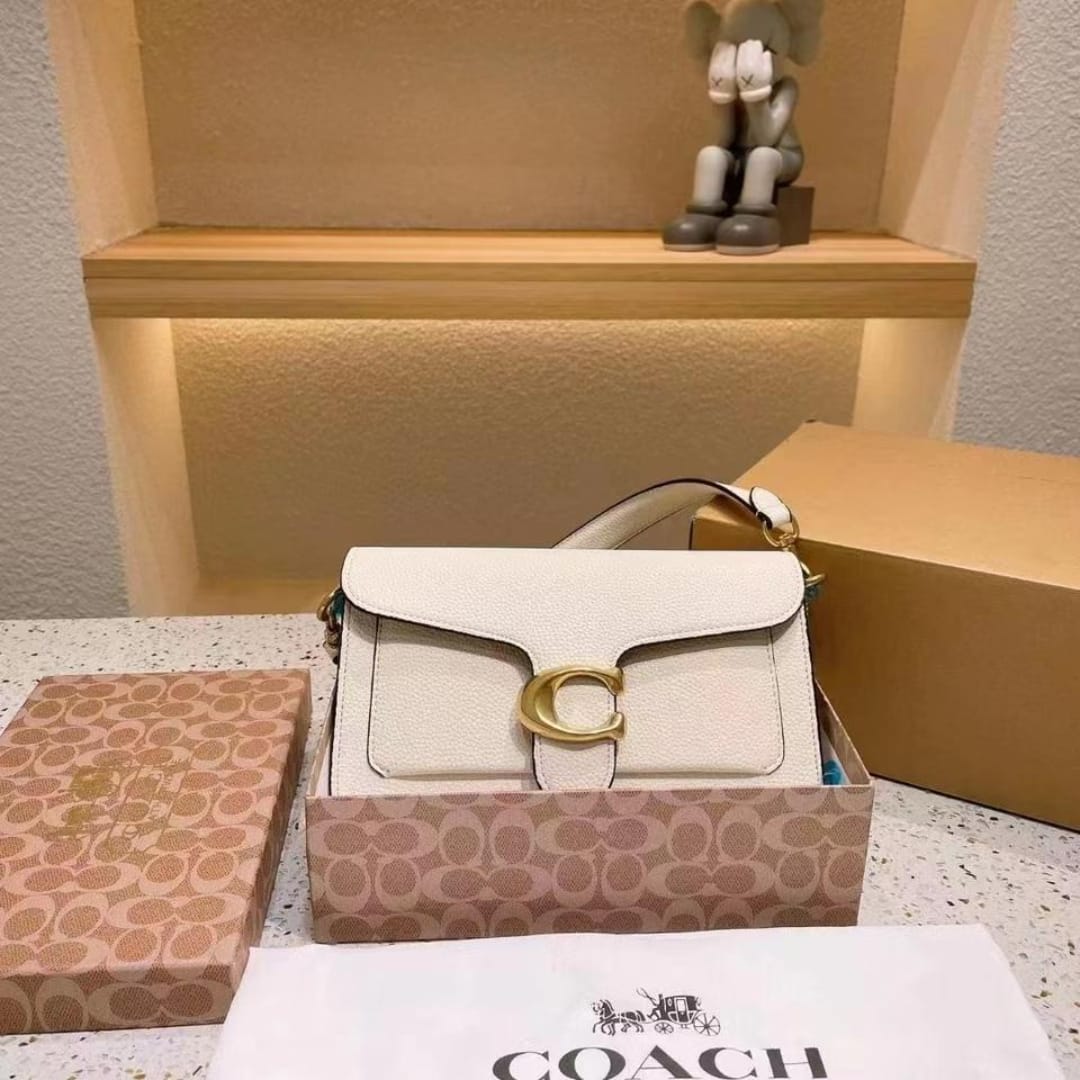 Coach Plaque White Shoulder Bag (With Box)