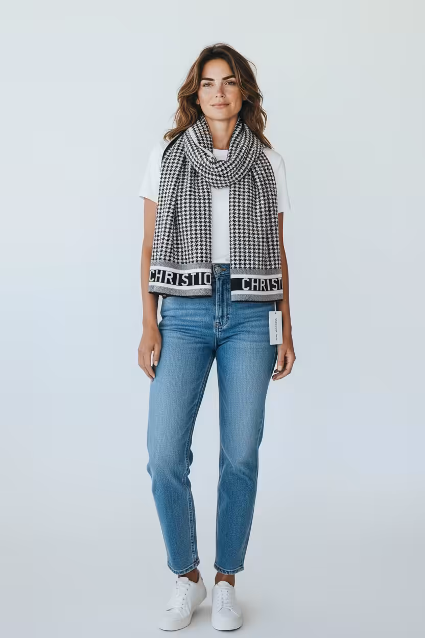 Dior Black White Bobby Woolen Stole