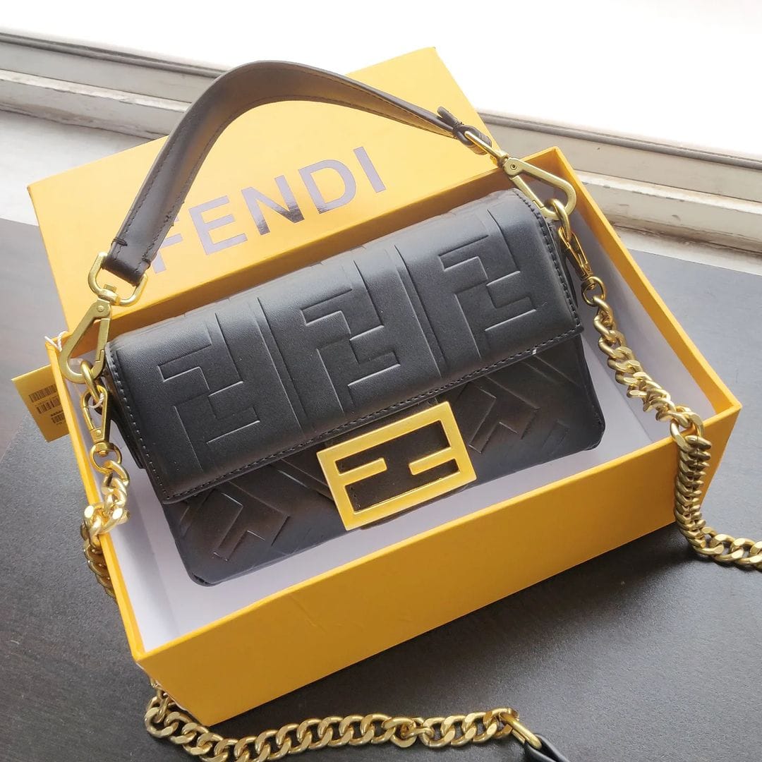 Fendi Baguette Mini Black Sling Bag (With Box)