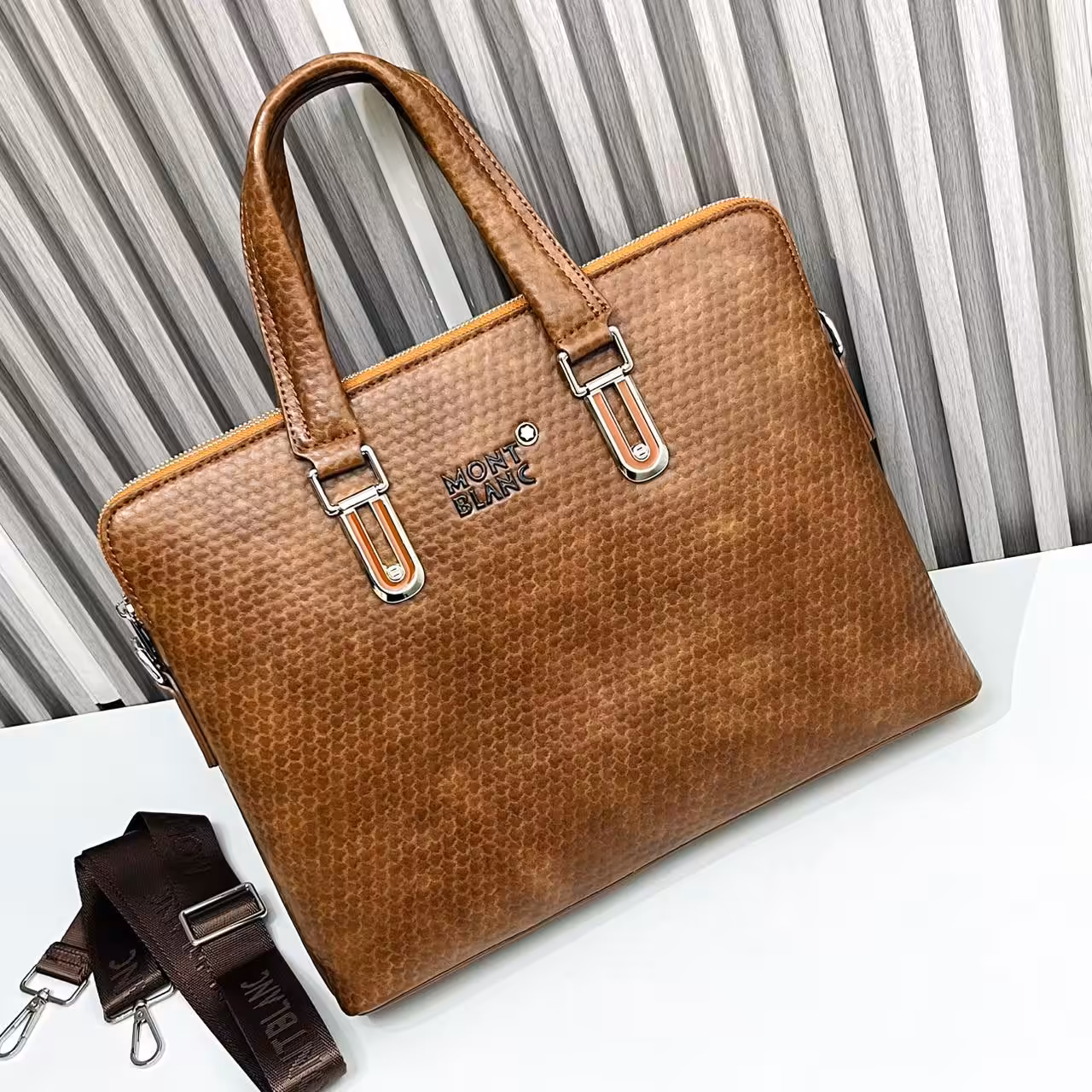 Mont Blanc Brown Laptop Bag