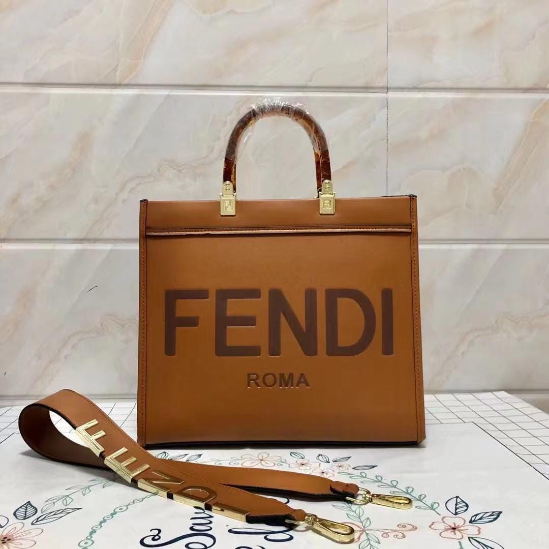 FENDI Roma Sunshine Brown Tote Bag