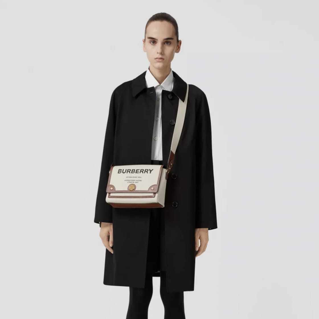 Burberry Vintage Horseferry Canvas Crossbody Sling Bag (With Box)