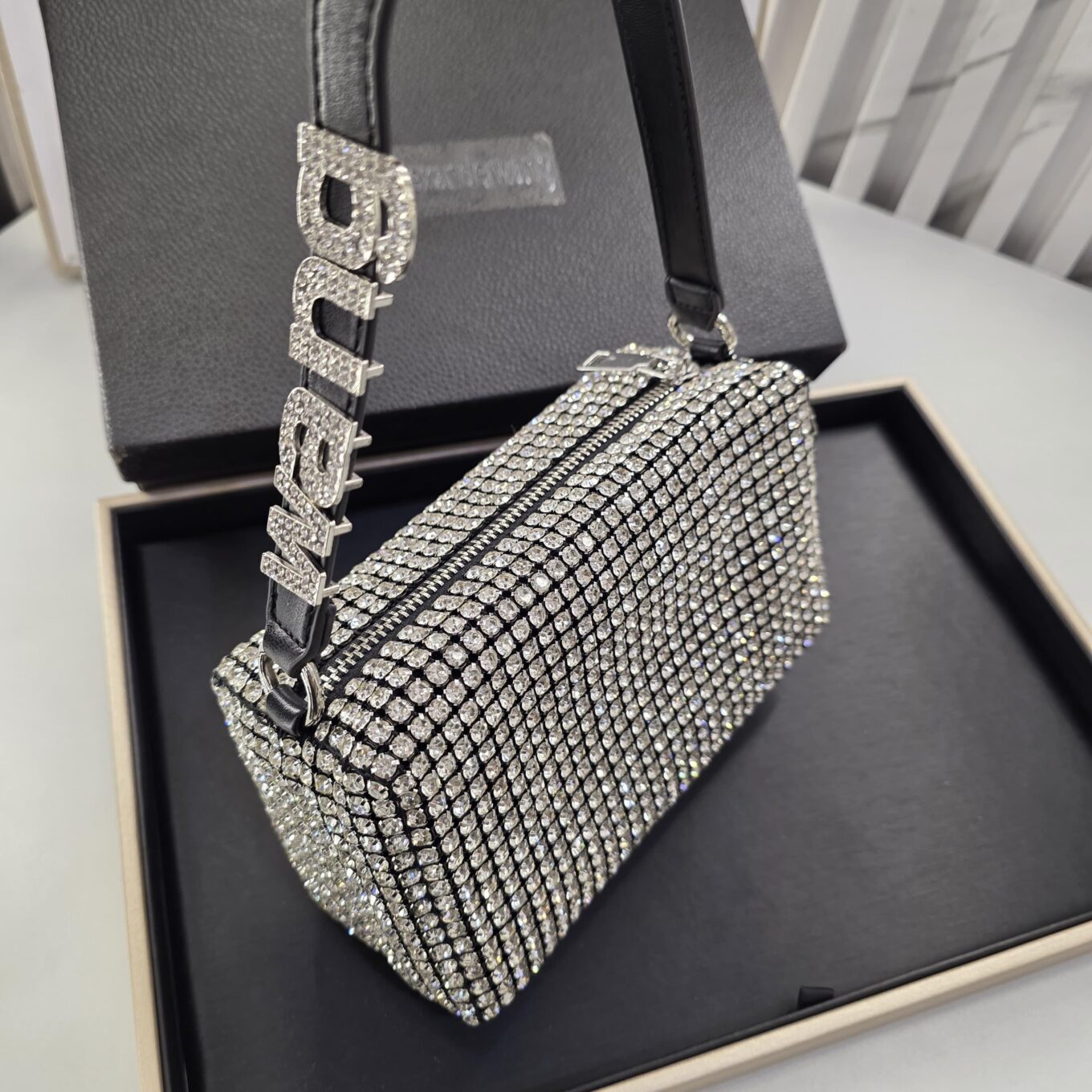 Alexander Wang Iconic Silver Clutch Sling Bag (With Box)