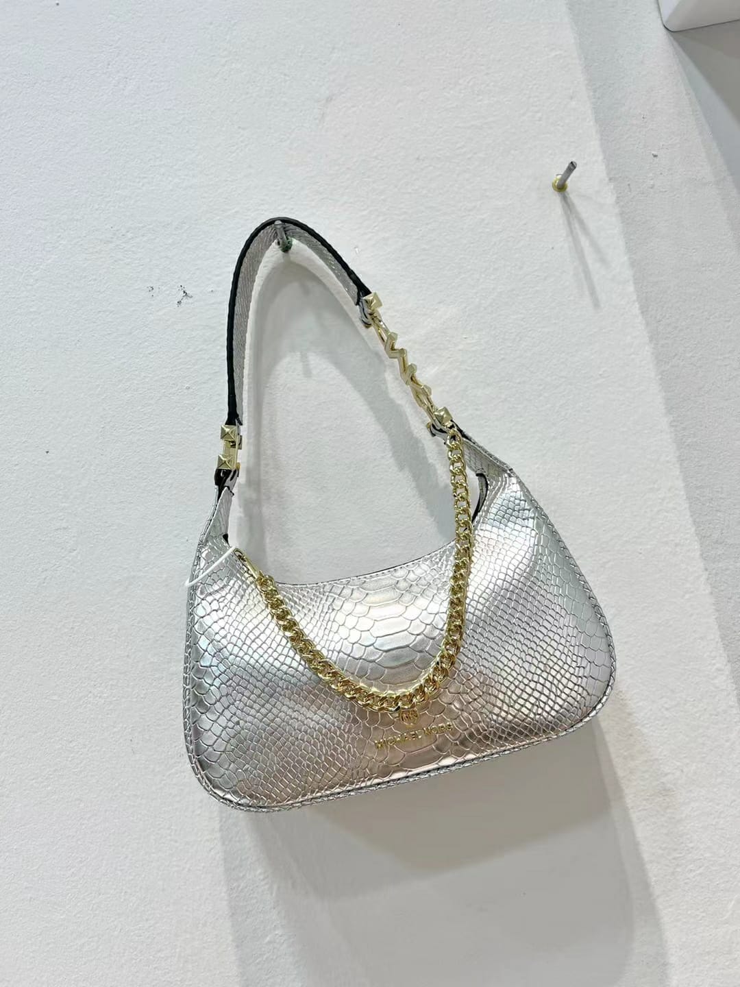 Michael kors Piper Metallic Silver Shoulder Bag (With Box)