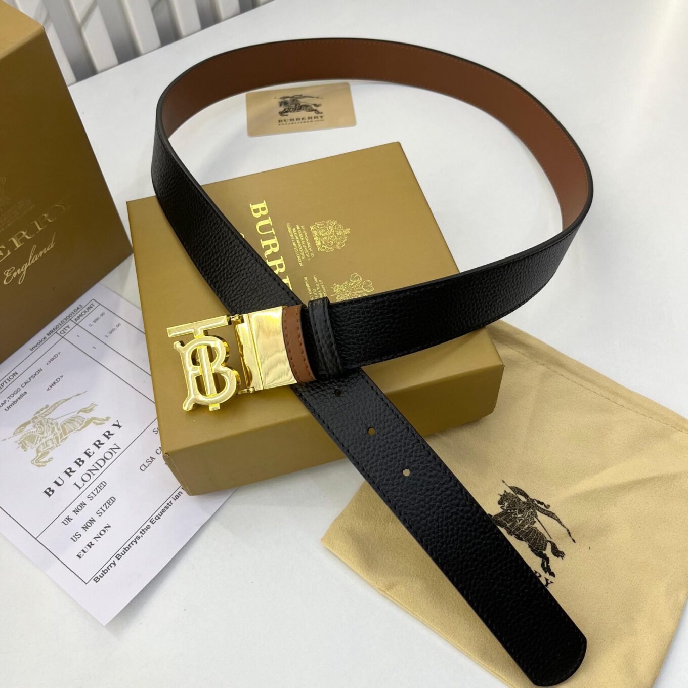 WhatsApp Image 2024-06-03 at 7.40.54 PM Burberry TB Black Brown Reversible Premium Unisex Belt