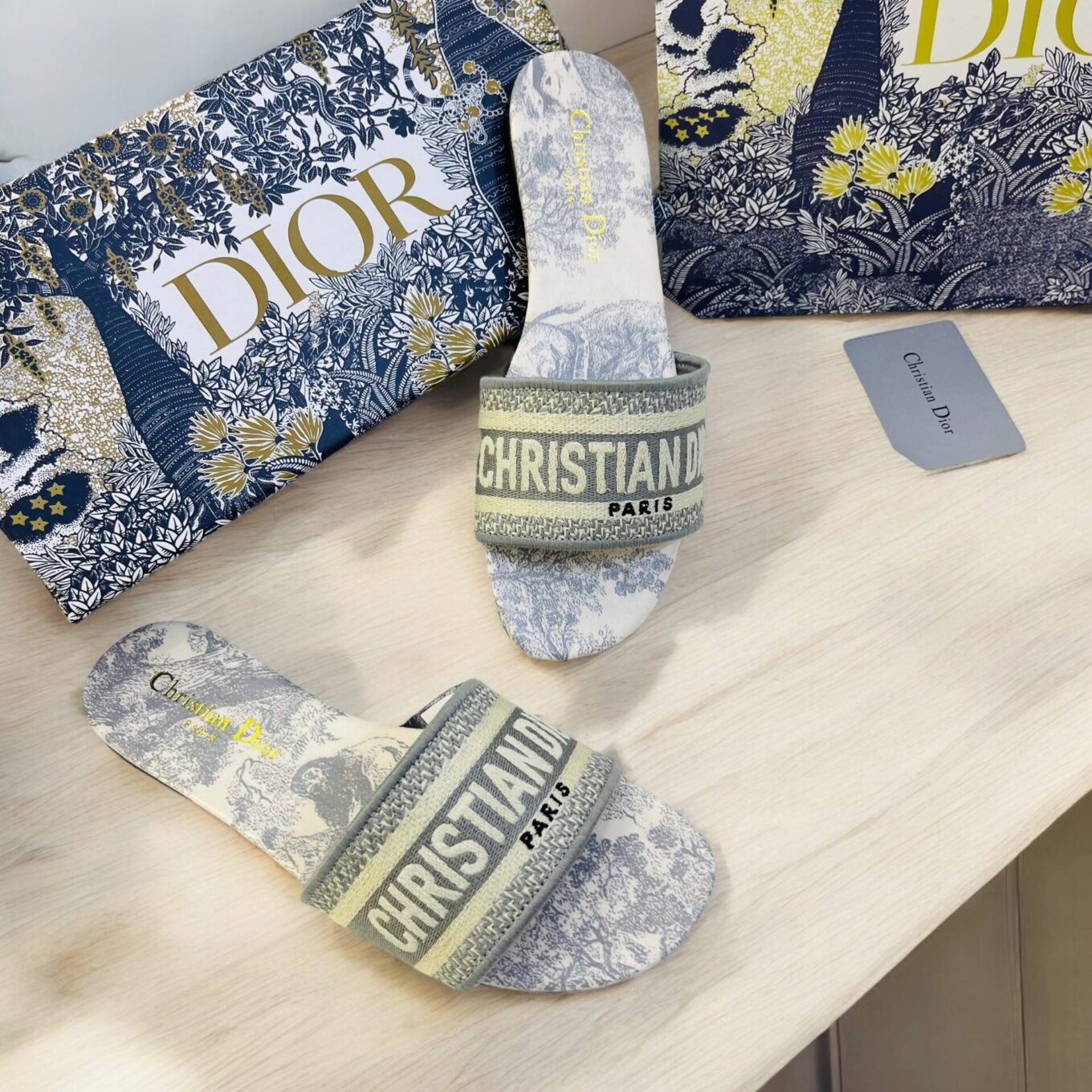 Christian Dior Grey Tiger Dway Slide