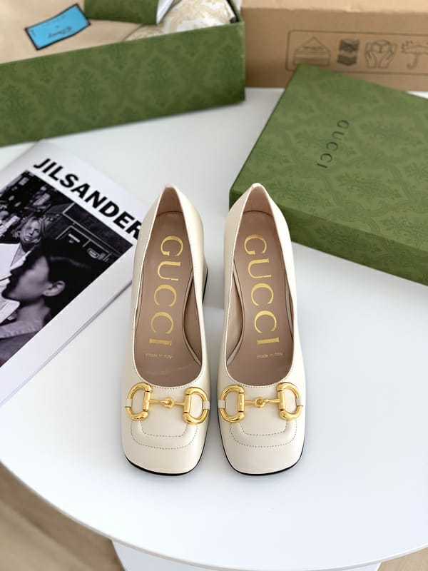Gucci Horsebit White Pump