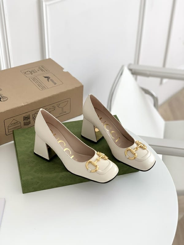 Gucci Horsebit White Pump