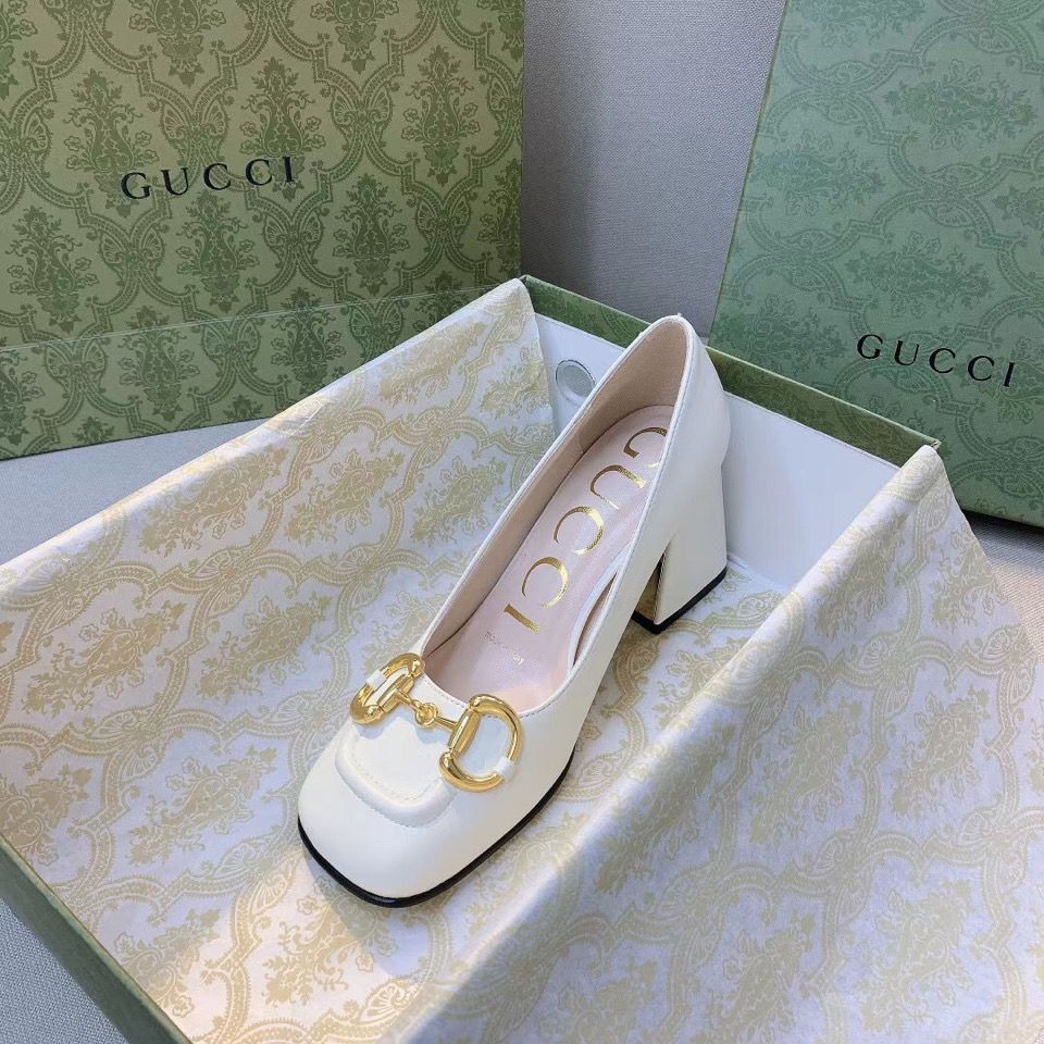 Gucci Horsebit White Pump