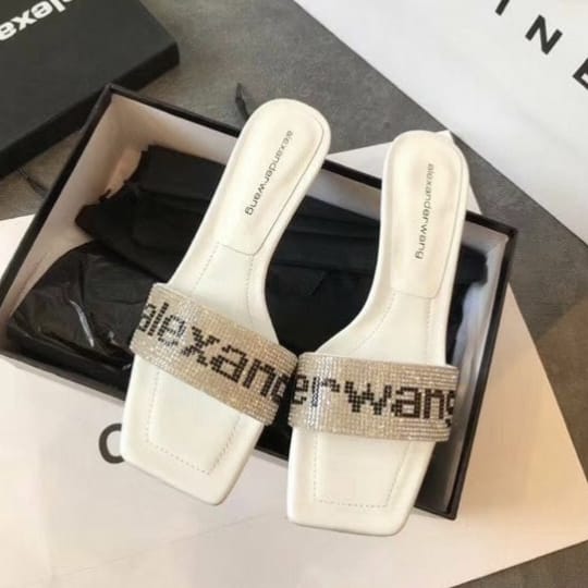 Alexander Wang Jessie Crystal White Mule Heel