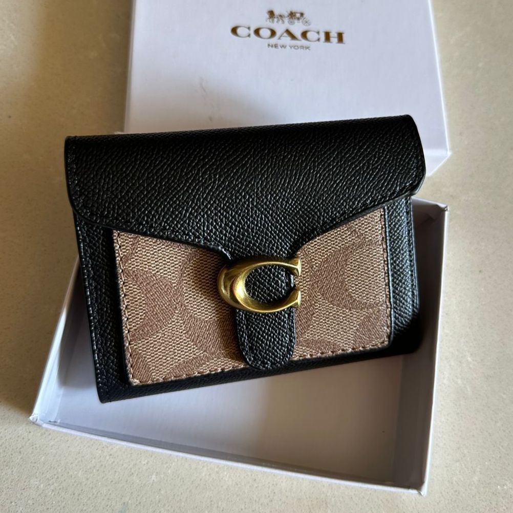 Coach Apricot Black Small Tabby Wallet