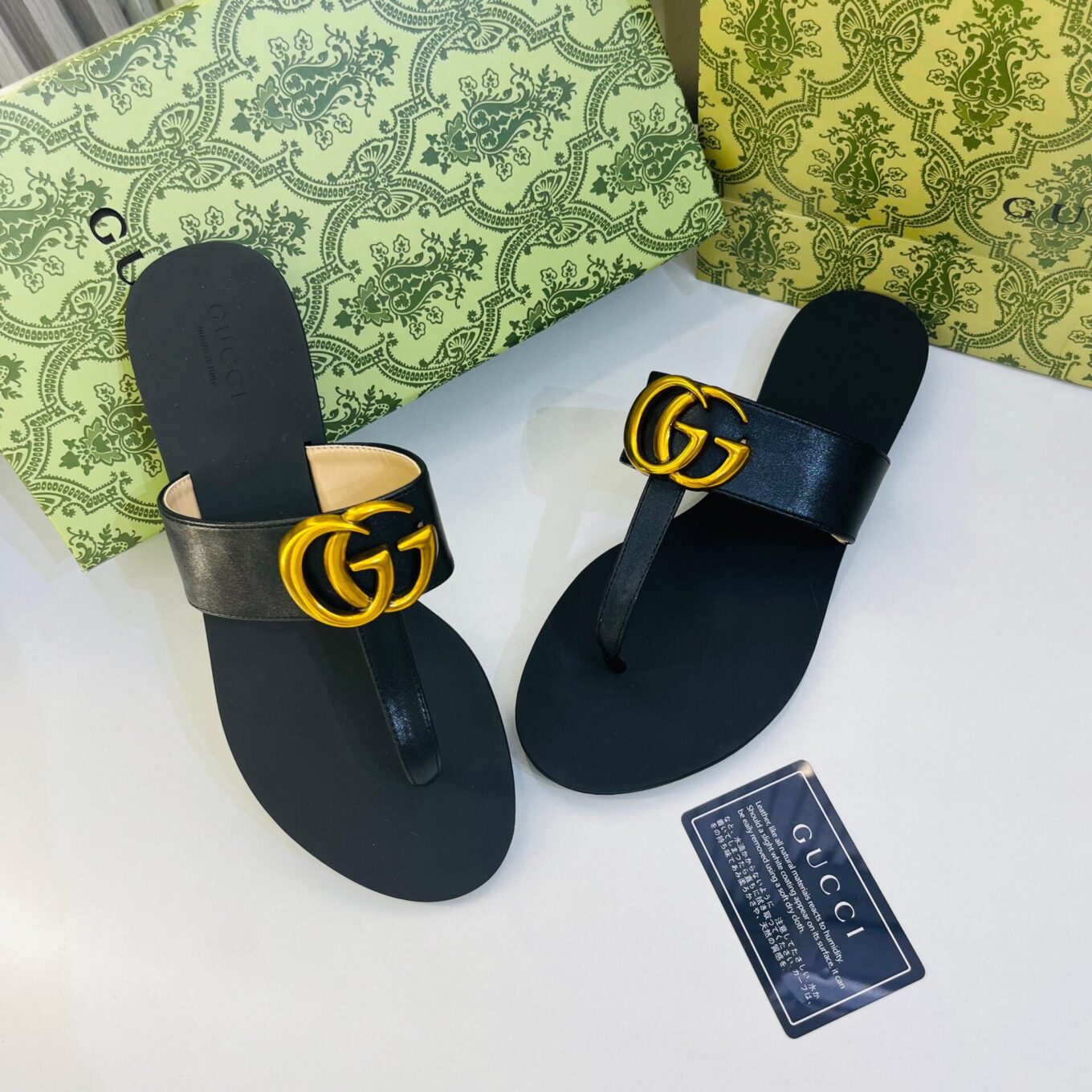 Gucci Black GG Thong Slide