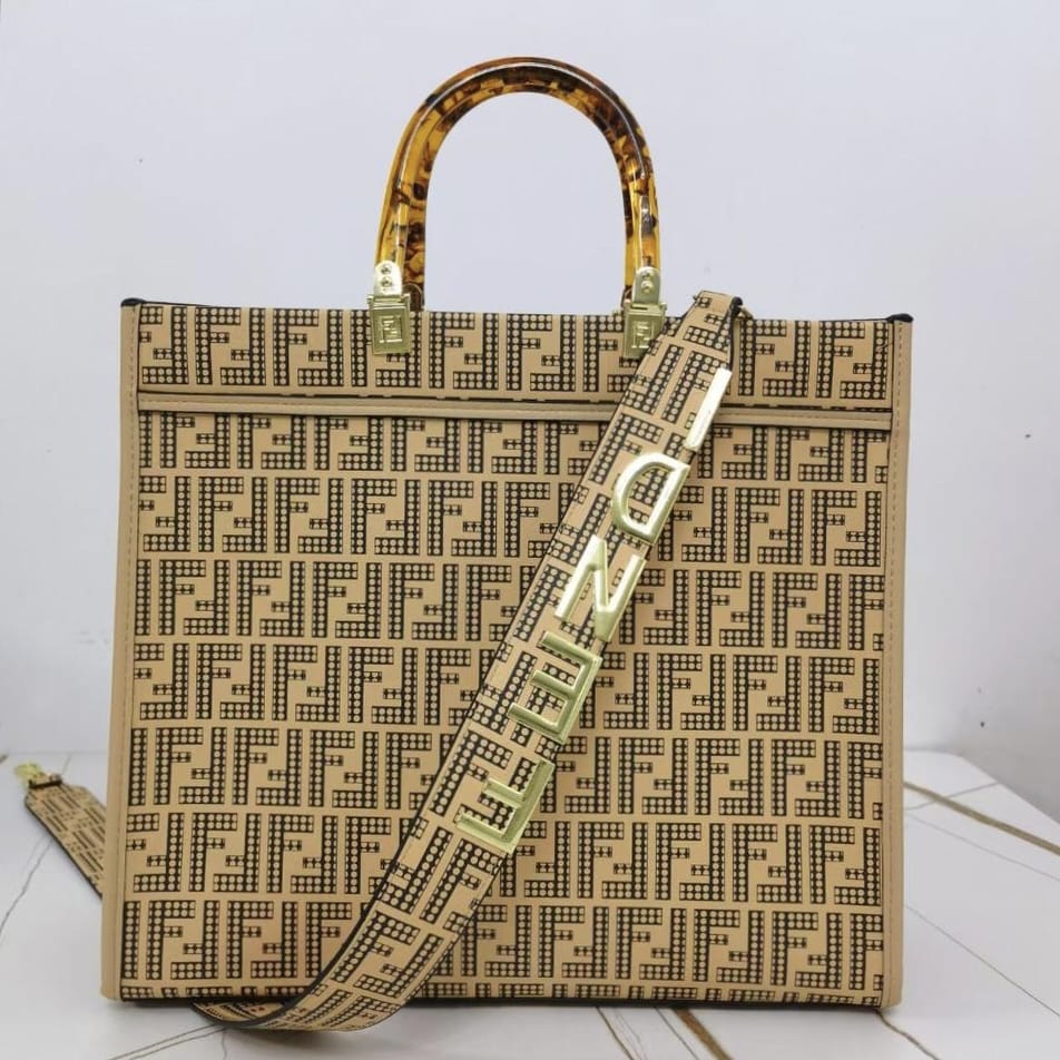 Fendi Roma Sunshine Apricot FF Glazed Tote Bag