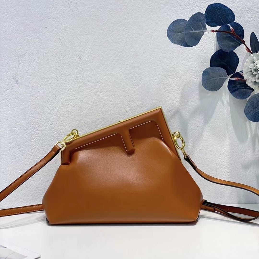 Fendi First Tan Clutch Sling Bag (With Box)