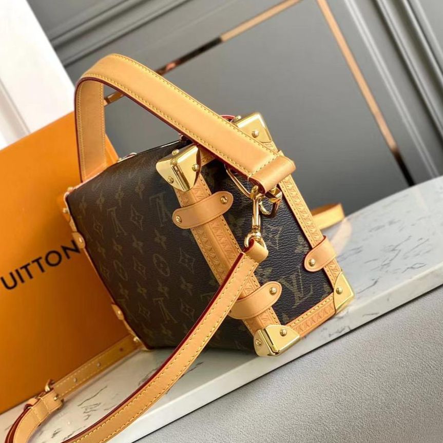 Louis Vuitton Mono Side Trunk Old Flower Handbag (With Box)