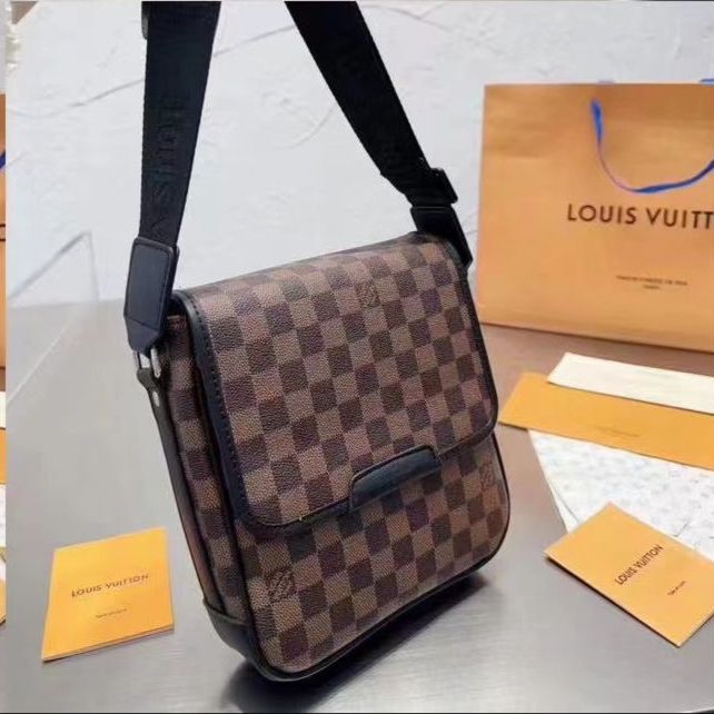 Louis Vuitton Sider Unisex Coffee Black Cheack Messenger Bag (With Box)