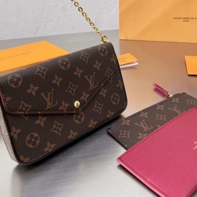 Louis Vuitton Félicie Pochette Coffee Sling Bag (With Box)
