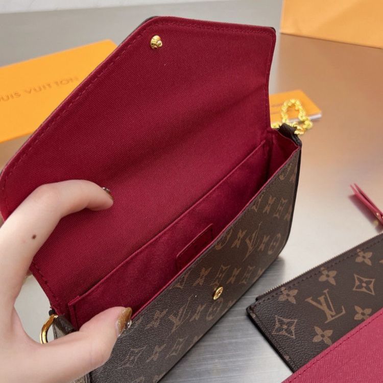 Louis Vuitton Félicie Pochette Coffee Sling Bag (With Box)