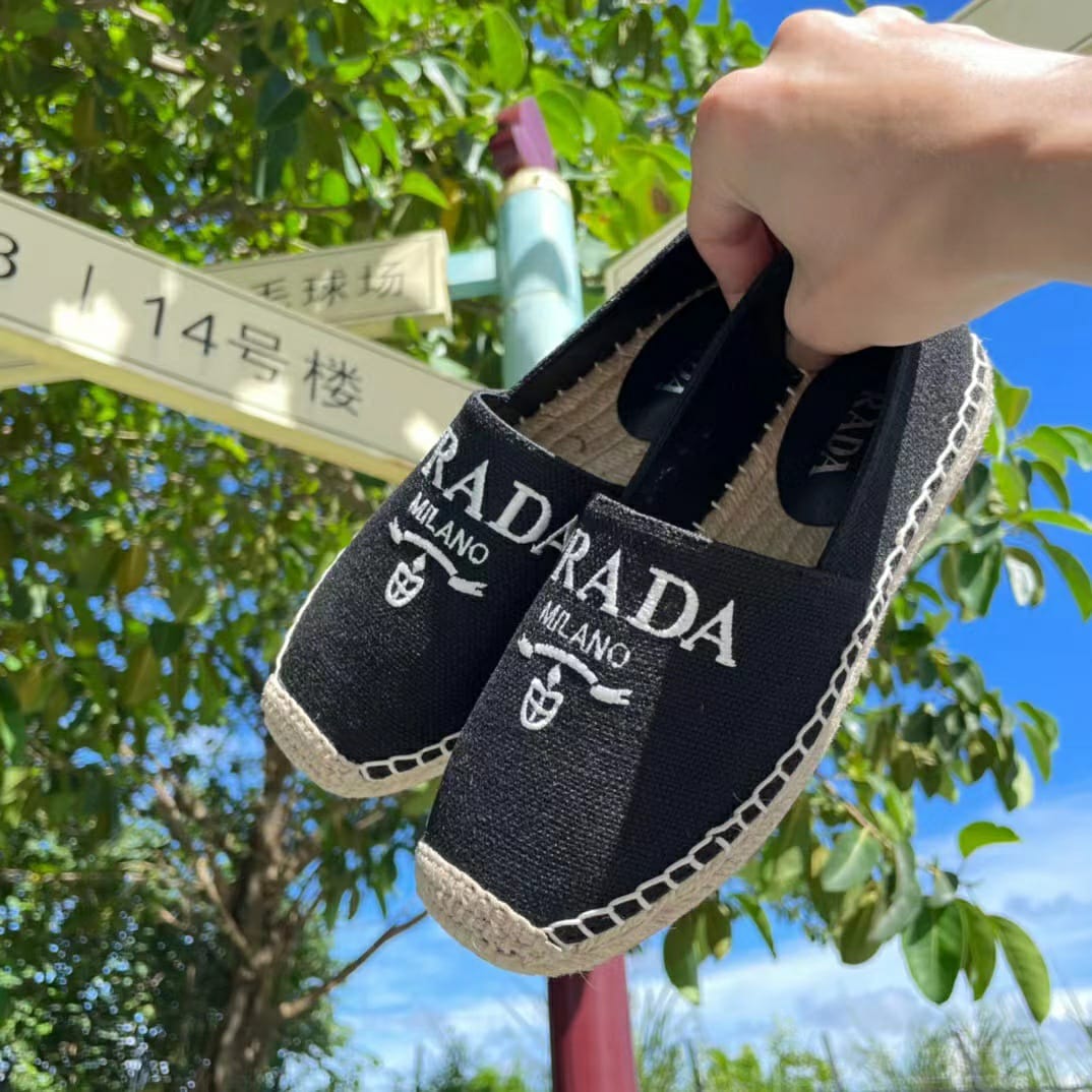 WhatsApp Image 2023-07-31 at 13.34.03 Prada Black Canvas Espadrille Flat Shoe