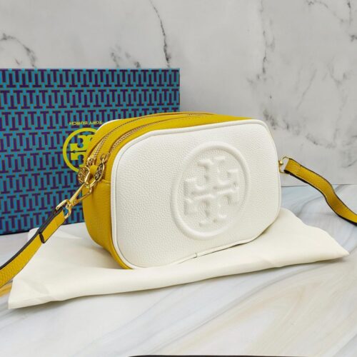 WhatsApp Image 2023-08-18 at 17.59.10 Tory Burch Perry Bombe White yellow Color Camera Bag (With Box)