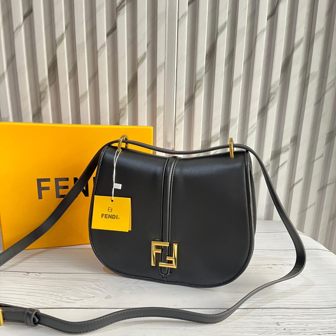 Fendi C’mon Black Medium Satchel Purse (With Box)