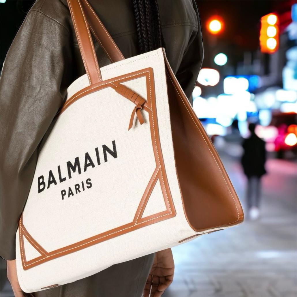 WhatsApp Image 2023-12-19 at 15.49.44_86681dec Balmain B-Army Beige Brown Canvas Tote