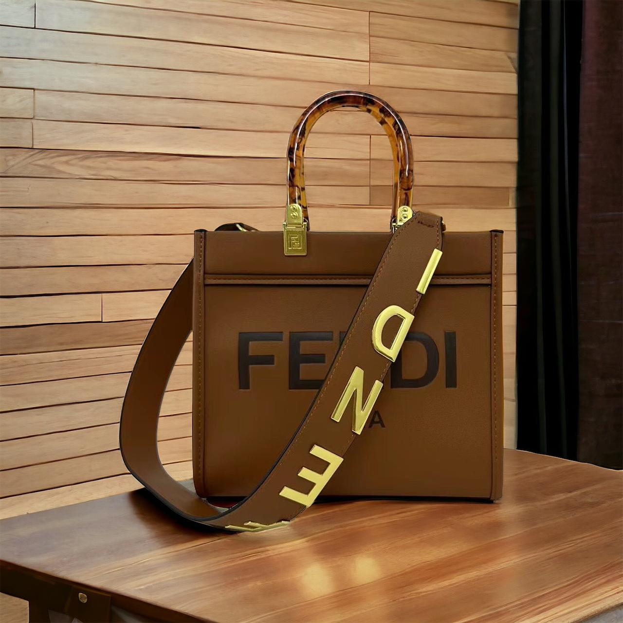 Fendi Roma Sunshine Small Brown Tote Bag