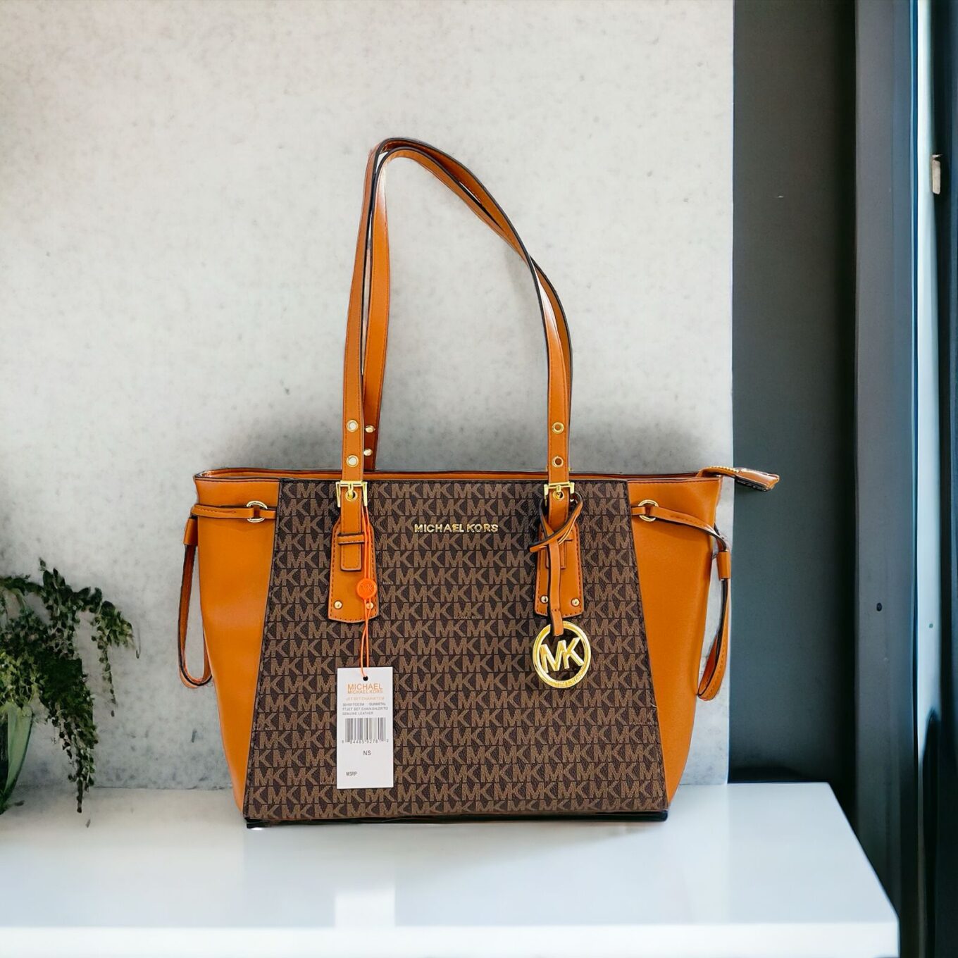 Michael Kors Voyager Coffee Brown Monogram Tote Bag