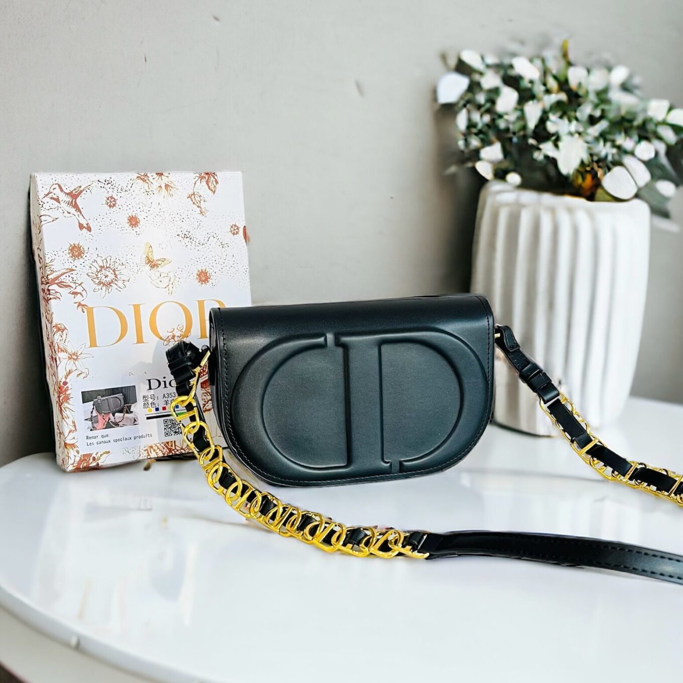 Christian Dior CD Black Sling Bag (With Box)