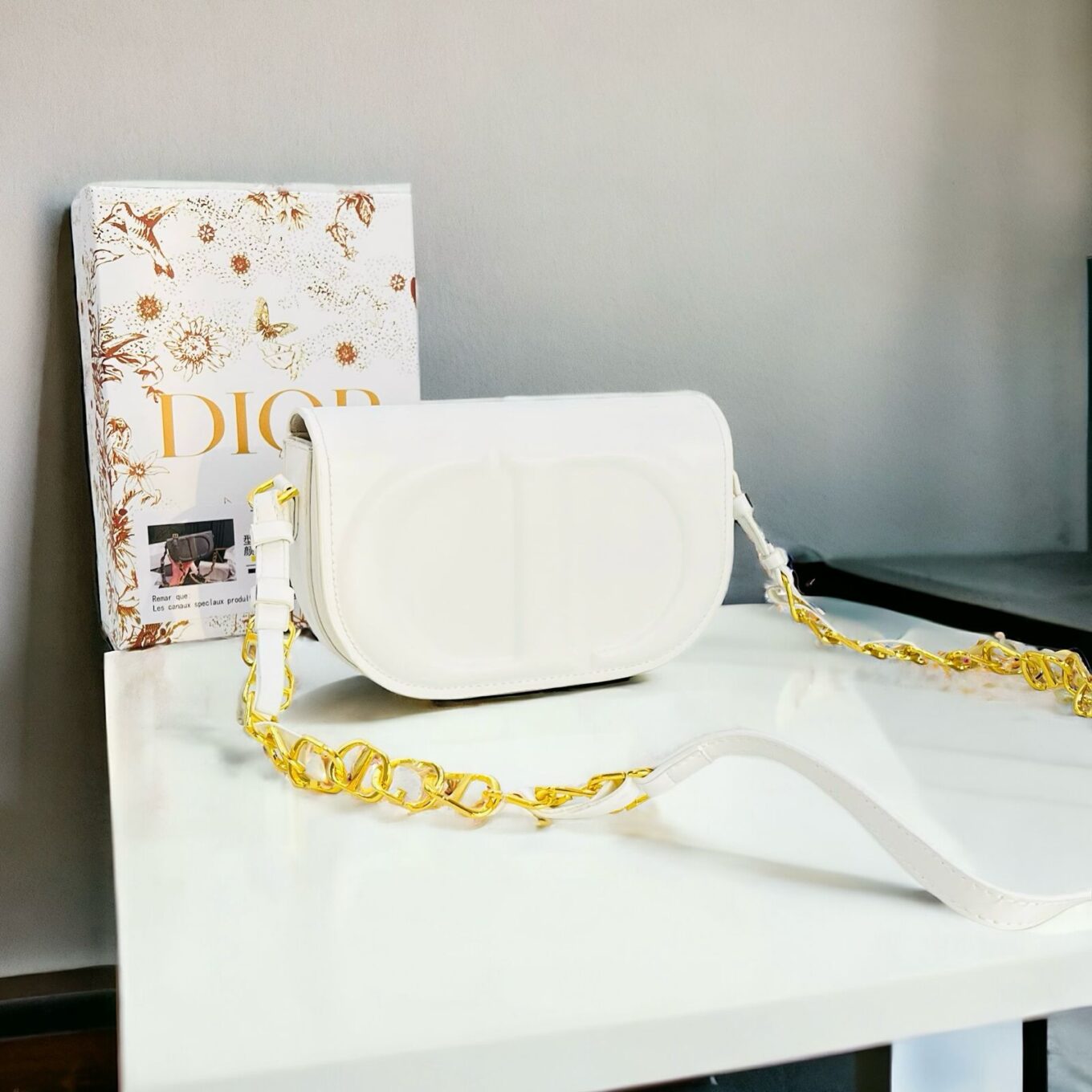 Christian Dior CD White Sling Bag (With Box)