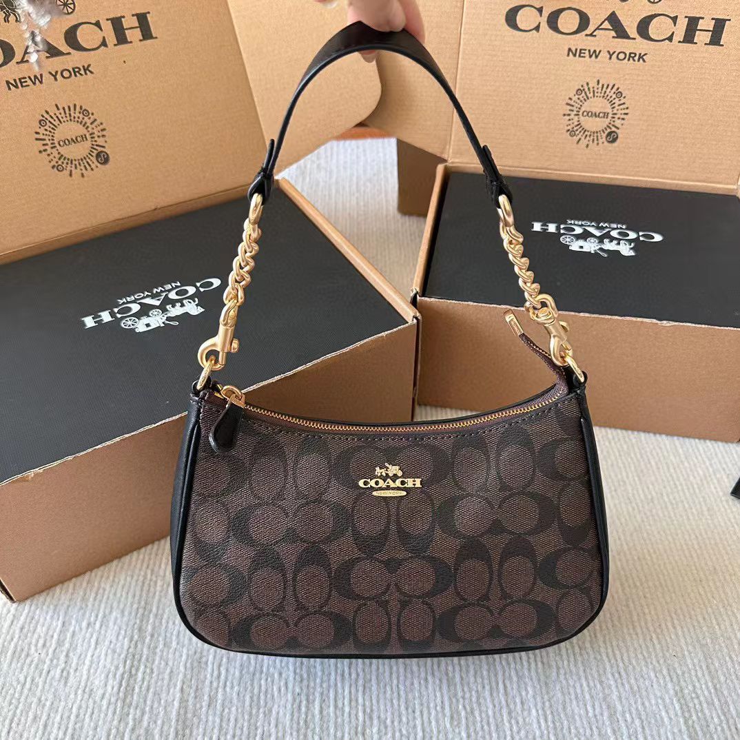 Coach Teri Coffee Shoulder Sling Bag (With Box)