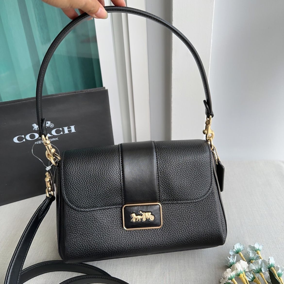 Coach Grace Large Black Shoulder Bag (With Box)