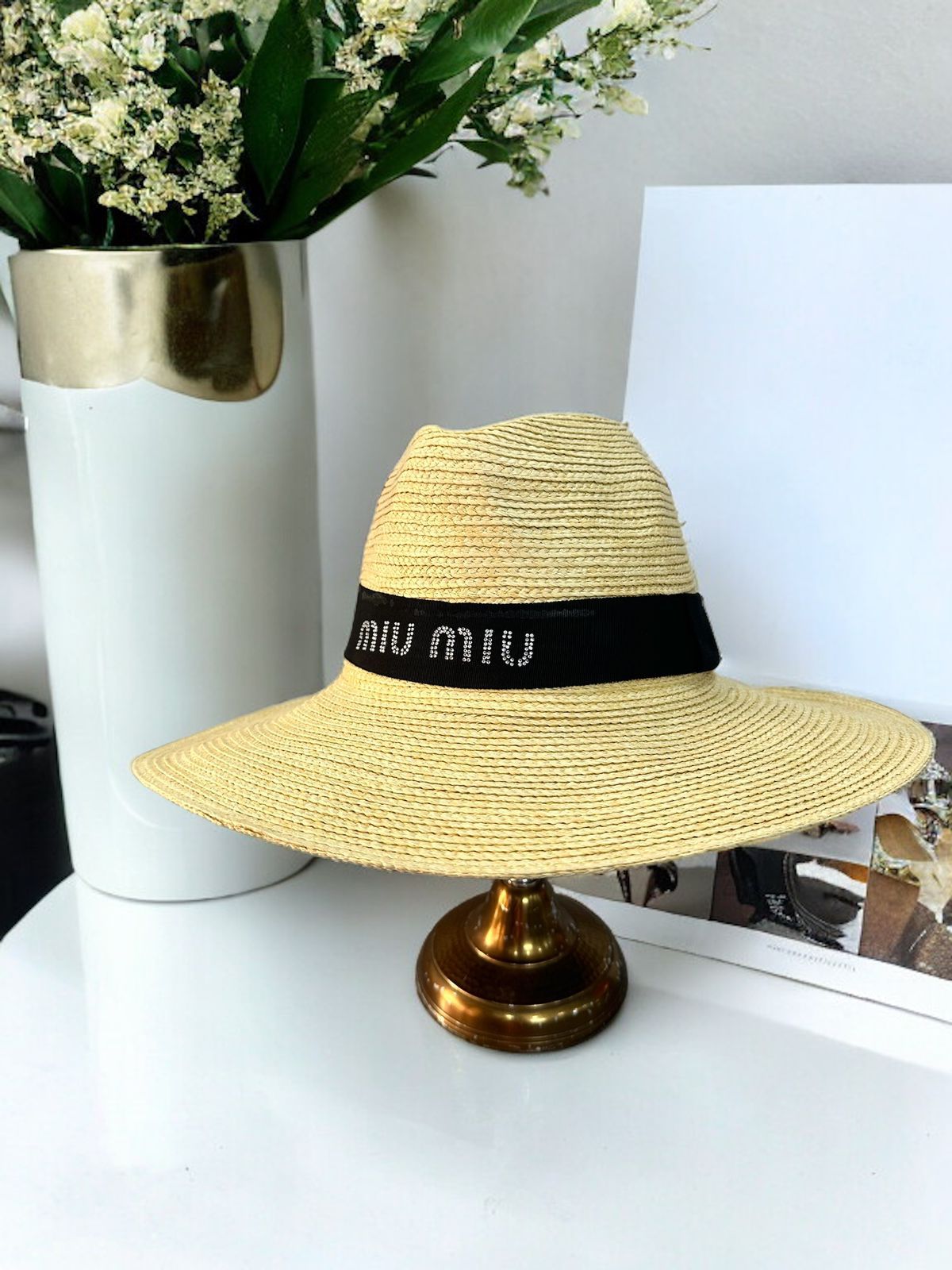 WhatsApp Image 2024-05-18 at 7.02.14 PM Miu Miu Beige Black Beach Hat