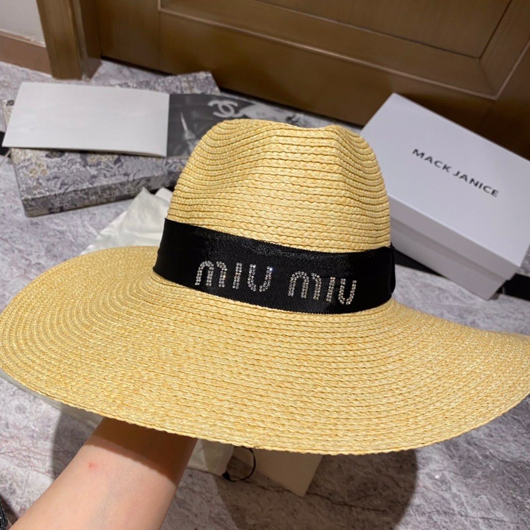 WhatsApp Image 2024-05-18 at 7.02.15 PM Miu Miu Beige Black Beach Hat