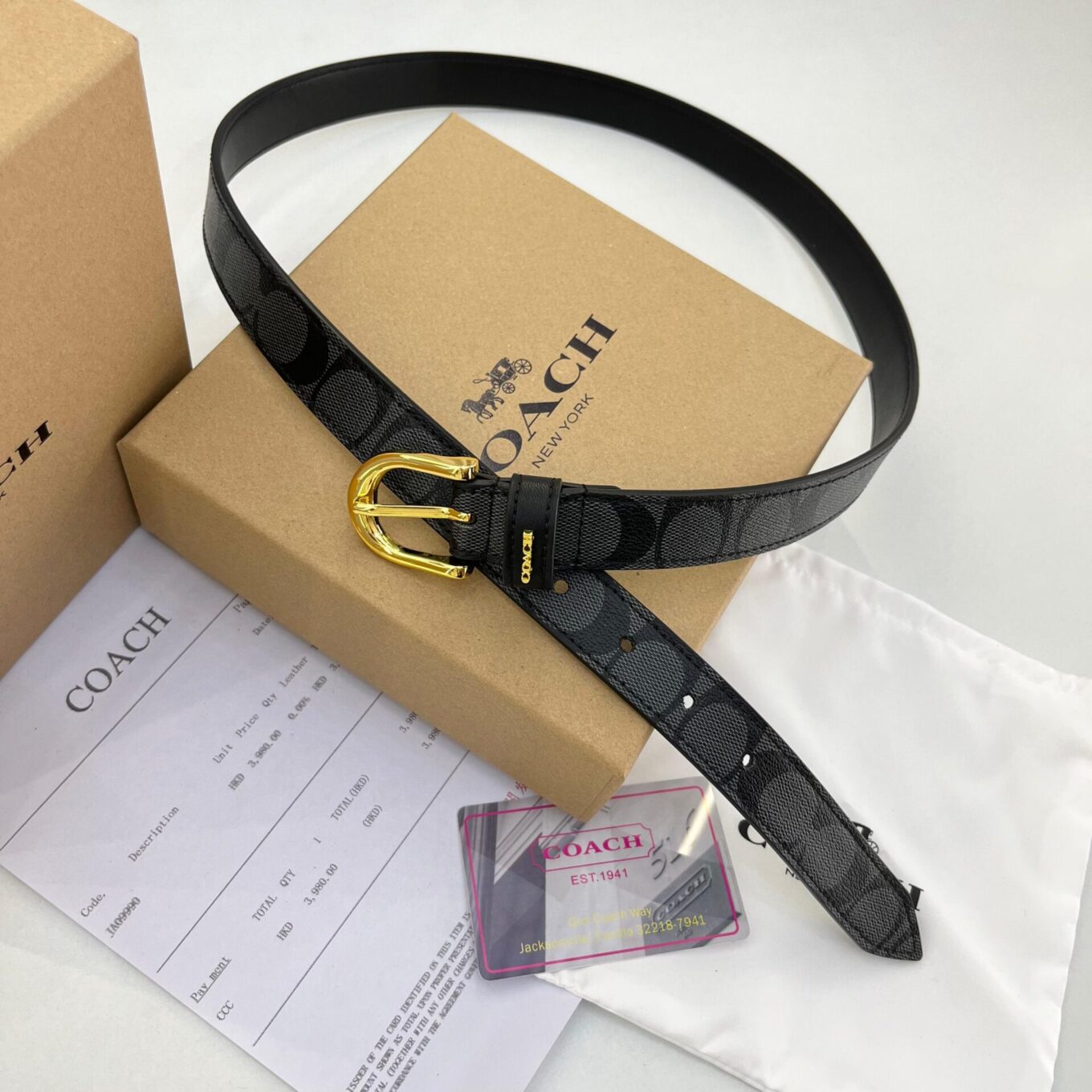 WhatsApp Image 2024-06-03 at 7.51.03 PM Coach Black Signature Pin Buckle Unisex Belt