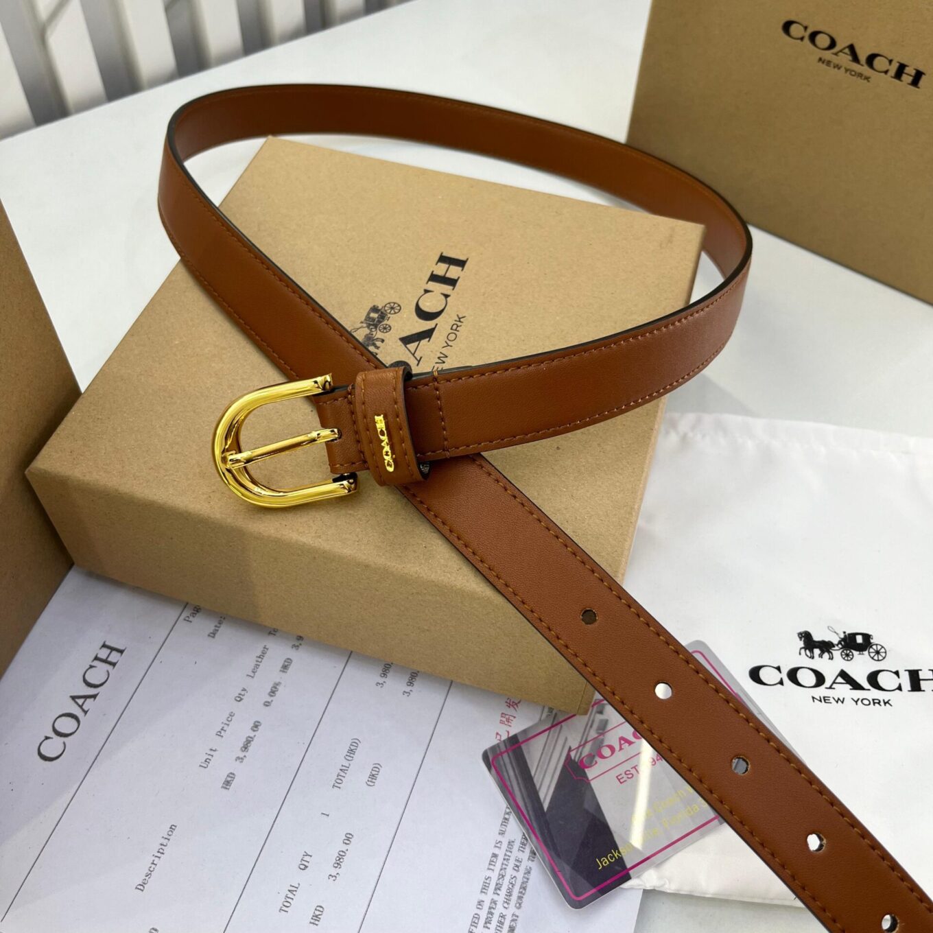 WhatsApp Image 2024-06-03 at 7.59.49 PM Coach Brown Formal Pin Buckle Unisex Belt