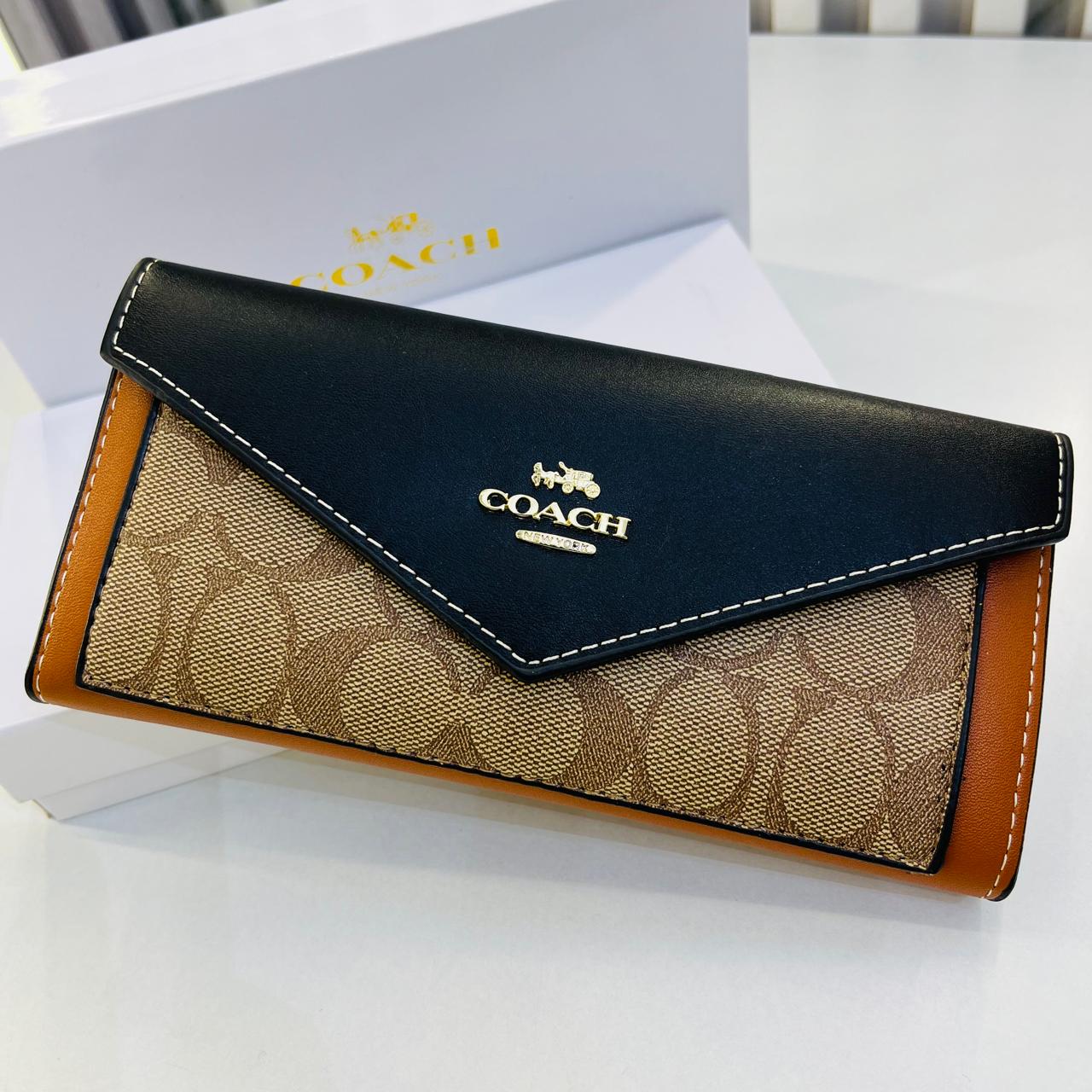 Coach Black Brown Three Fold Women’s Wallet