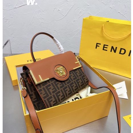 Fendi X Versace La Medusa Brown Handbag (With Box)