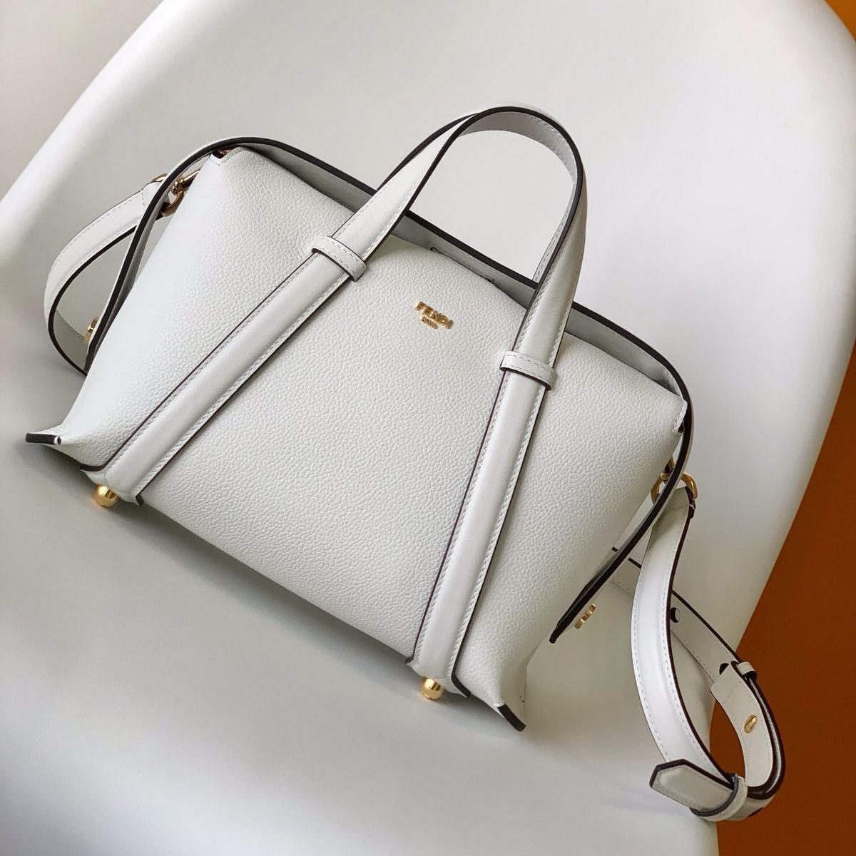 WhatsApp Image 2024-07-03 at 12.35.19 PM Fendi Medium Boston White Jacquard Handbag