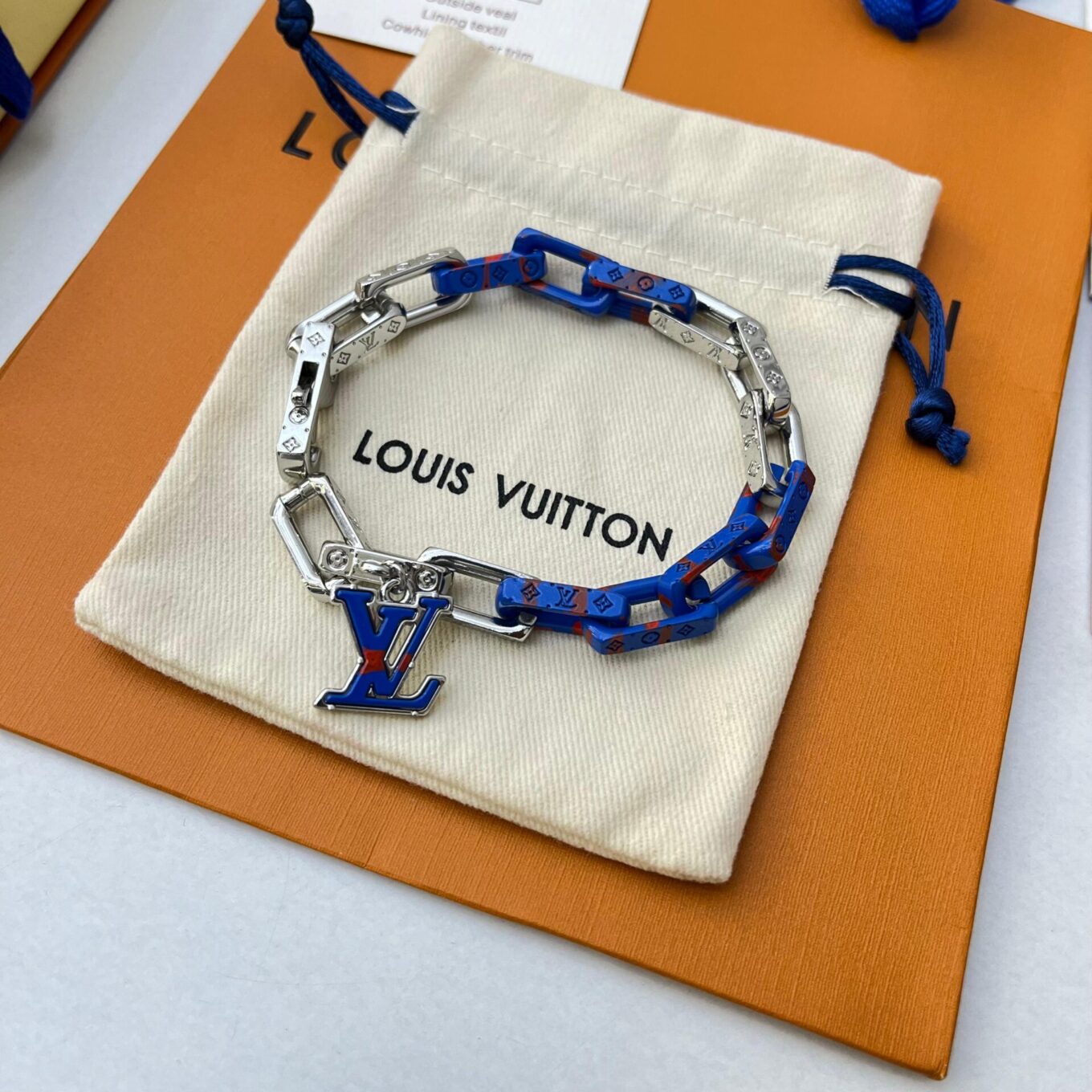 WhatsApp Image 2024-07-06 at 1.12.48 PM Louis Vuitton Monogram Blue Silver Chain Bracelet