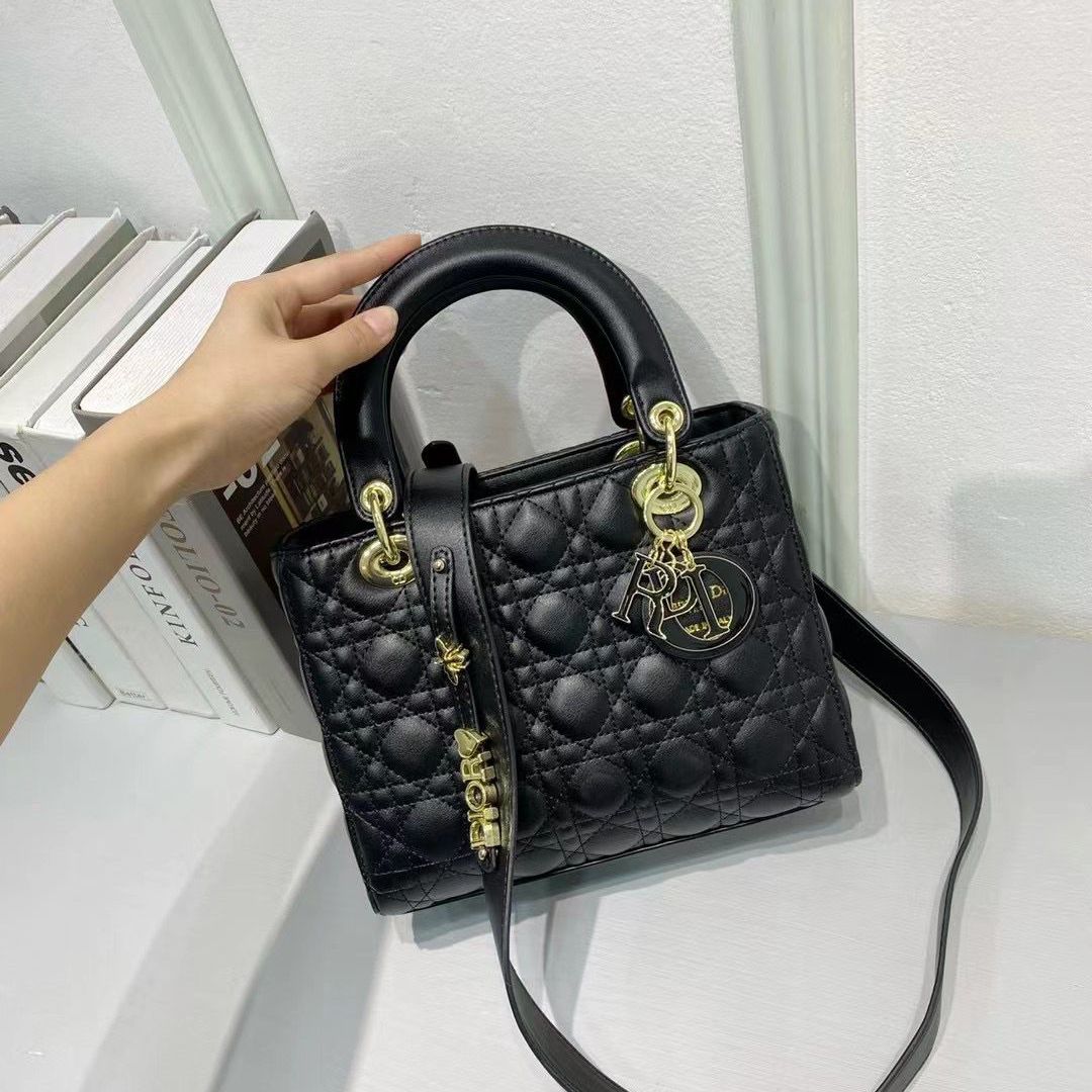 Christian Dior Black Lady Dior Handbag (With Box)