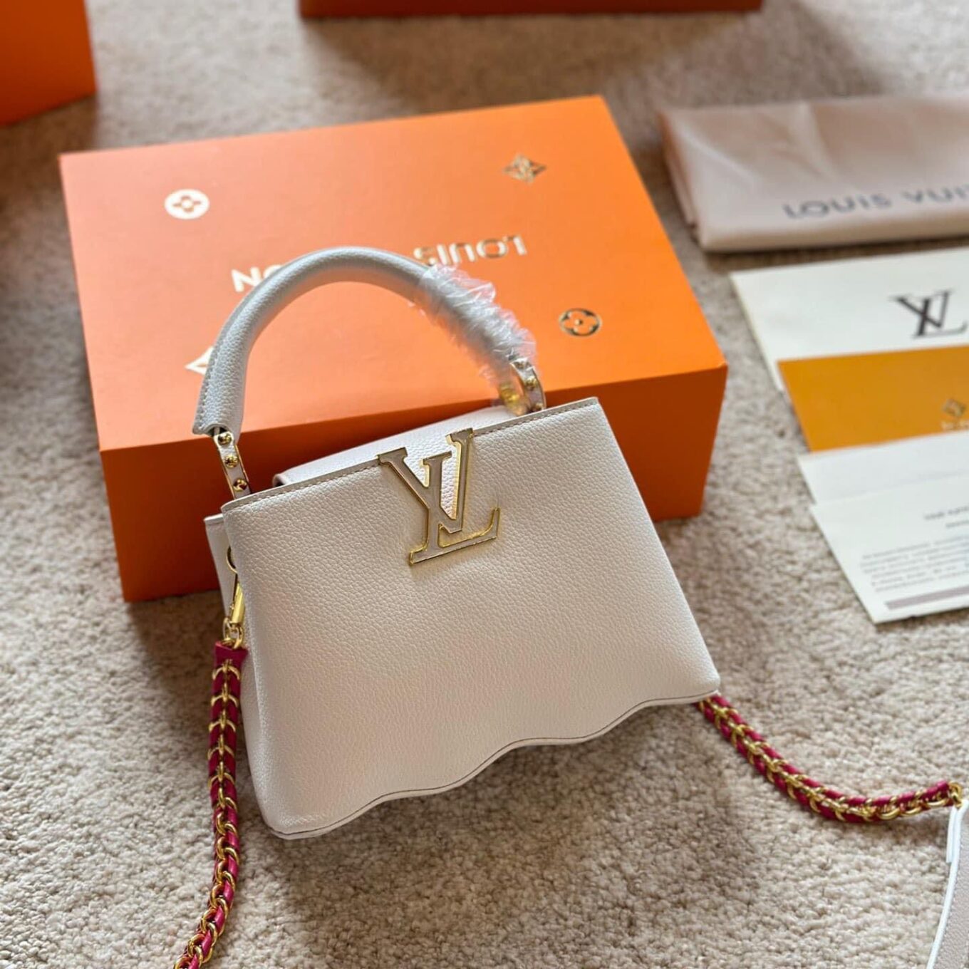 Louis Vuitton White Wave Capucine Handbag Premium Quality (With Box)