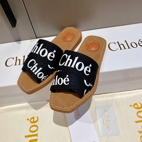 Chloe Black Flat Slip On Sandal