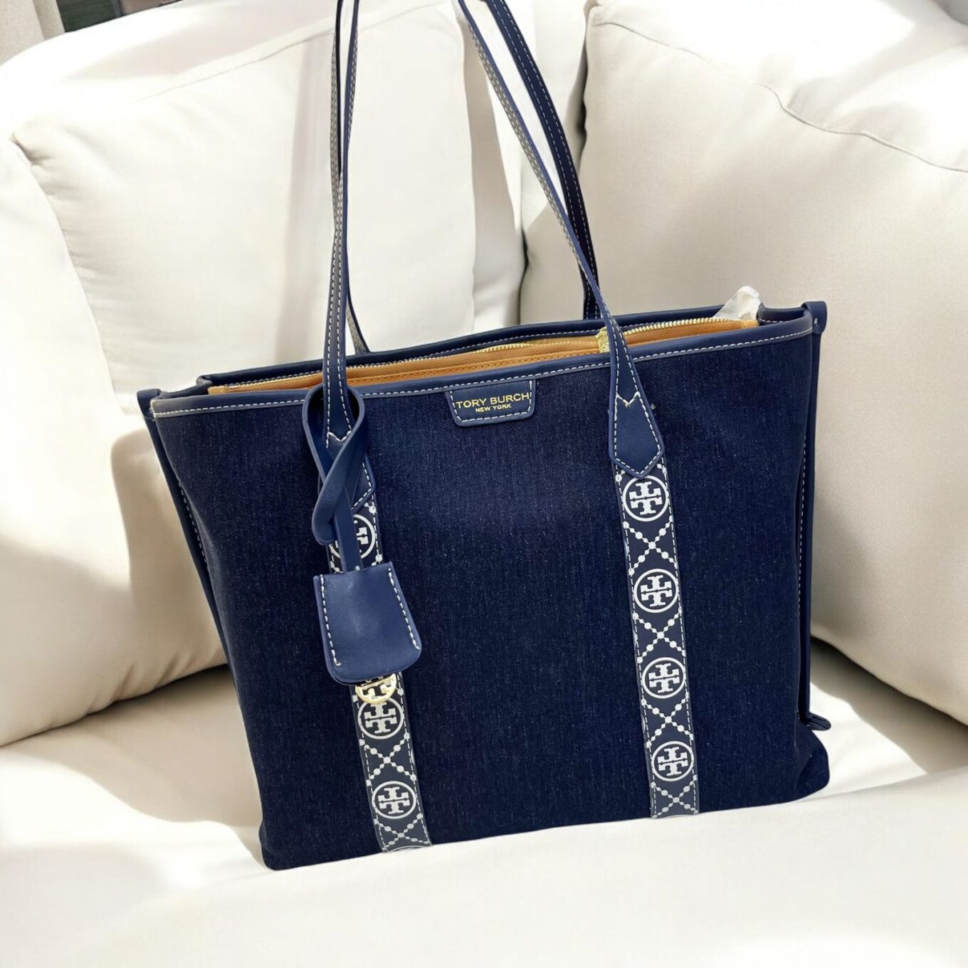 WhatsApp Image 2024-10-18 at 10.13.58 PM Tory Burch Blue Perry Canvas Tote Bag