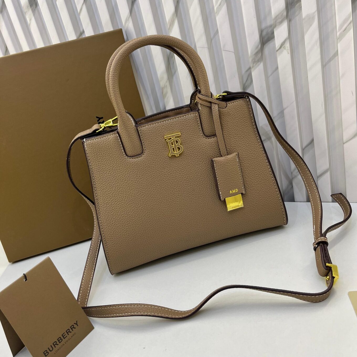 Burberry Mini Frances Khaki Handbag (With Box)