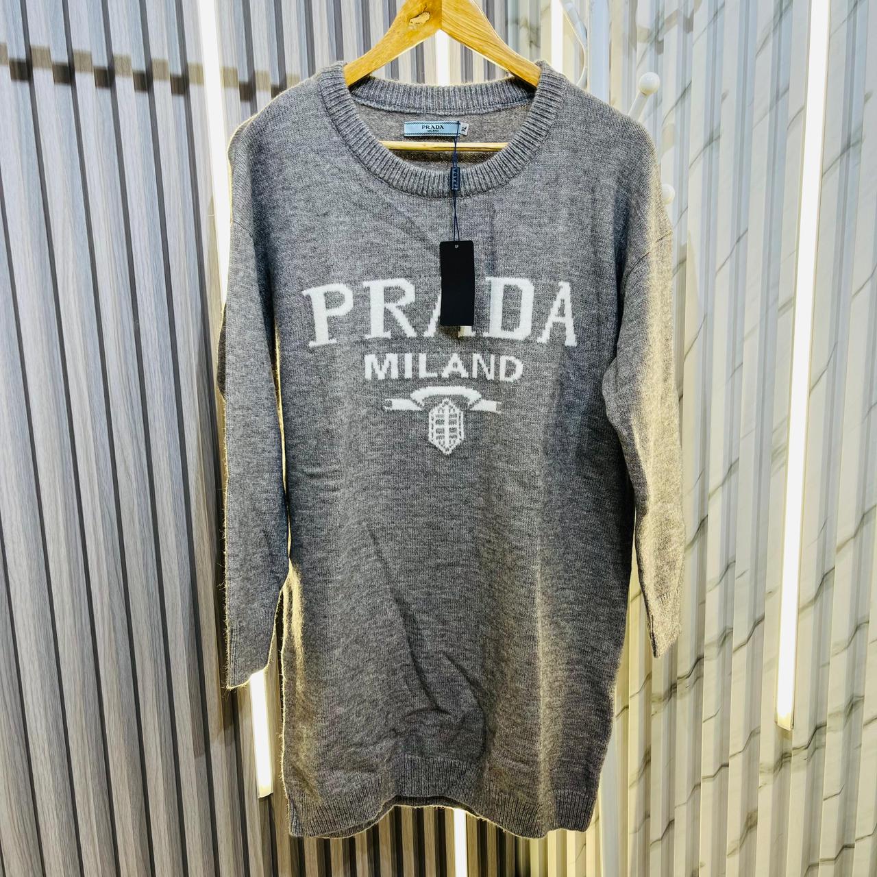 WhatsApp Image 2024-10-21 at 7.28.26 PM Prada Knitted Grey Warm Dress With Matching Long Socks