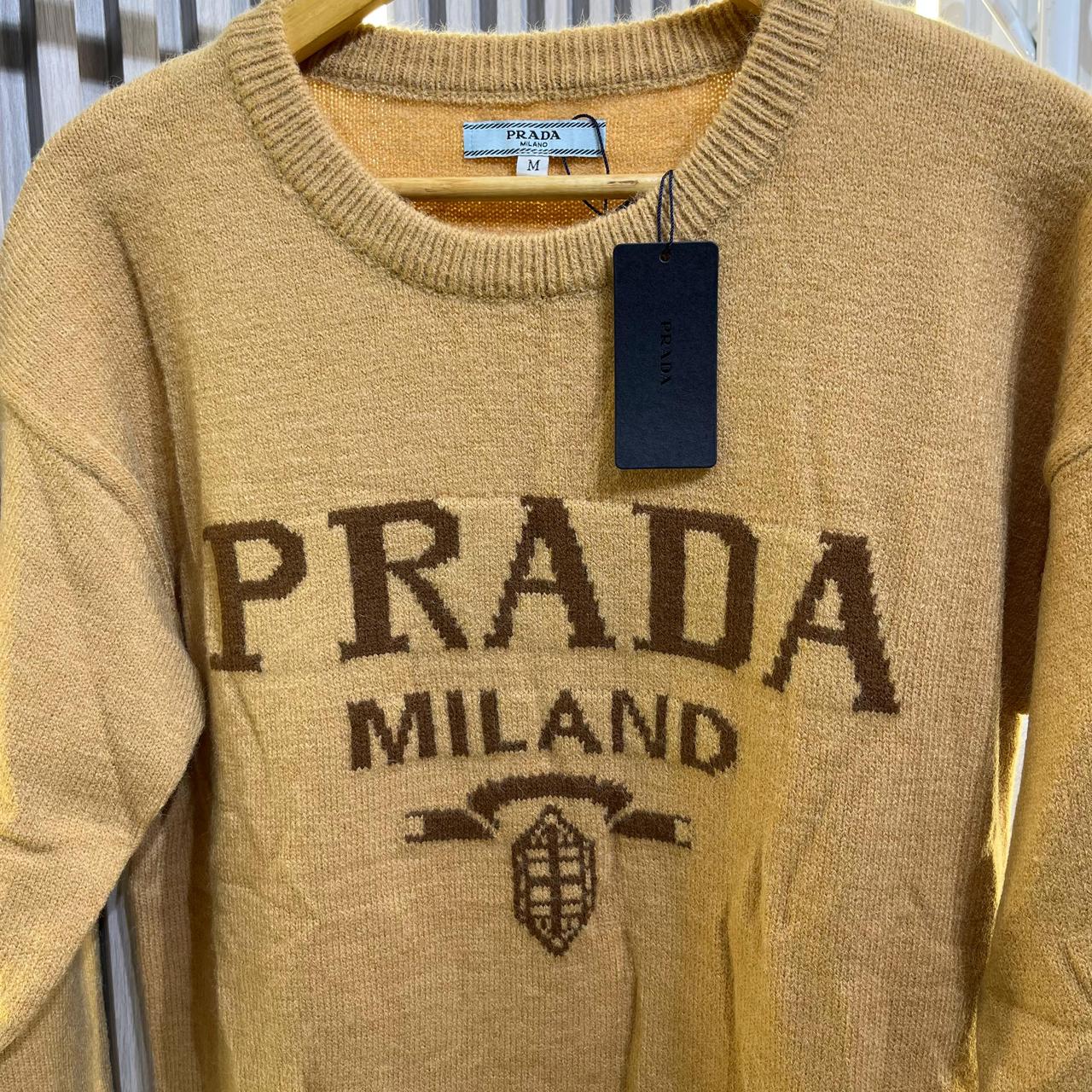 Prada Knitted Khaki Warm Dress With Matching Long Socks